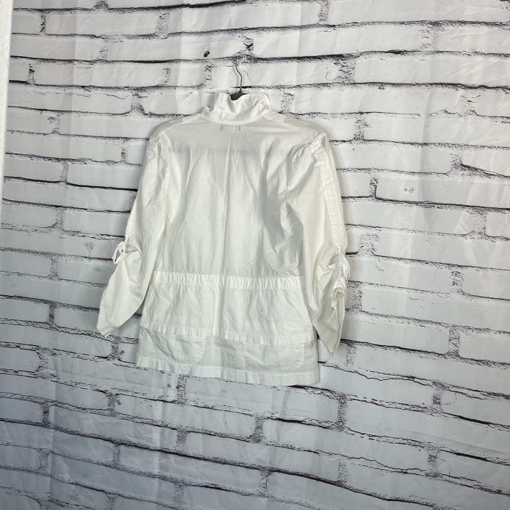 XCVI White Lightweight Button Front Jacket Women’s S Ruched Pockets Cropped - Picture 10 of 14